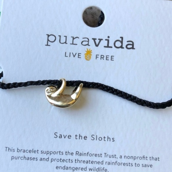 Bundle of 2 Pura Vida Sloth Charm Black Bracelets - Picture 2 of 2